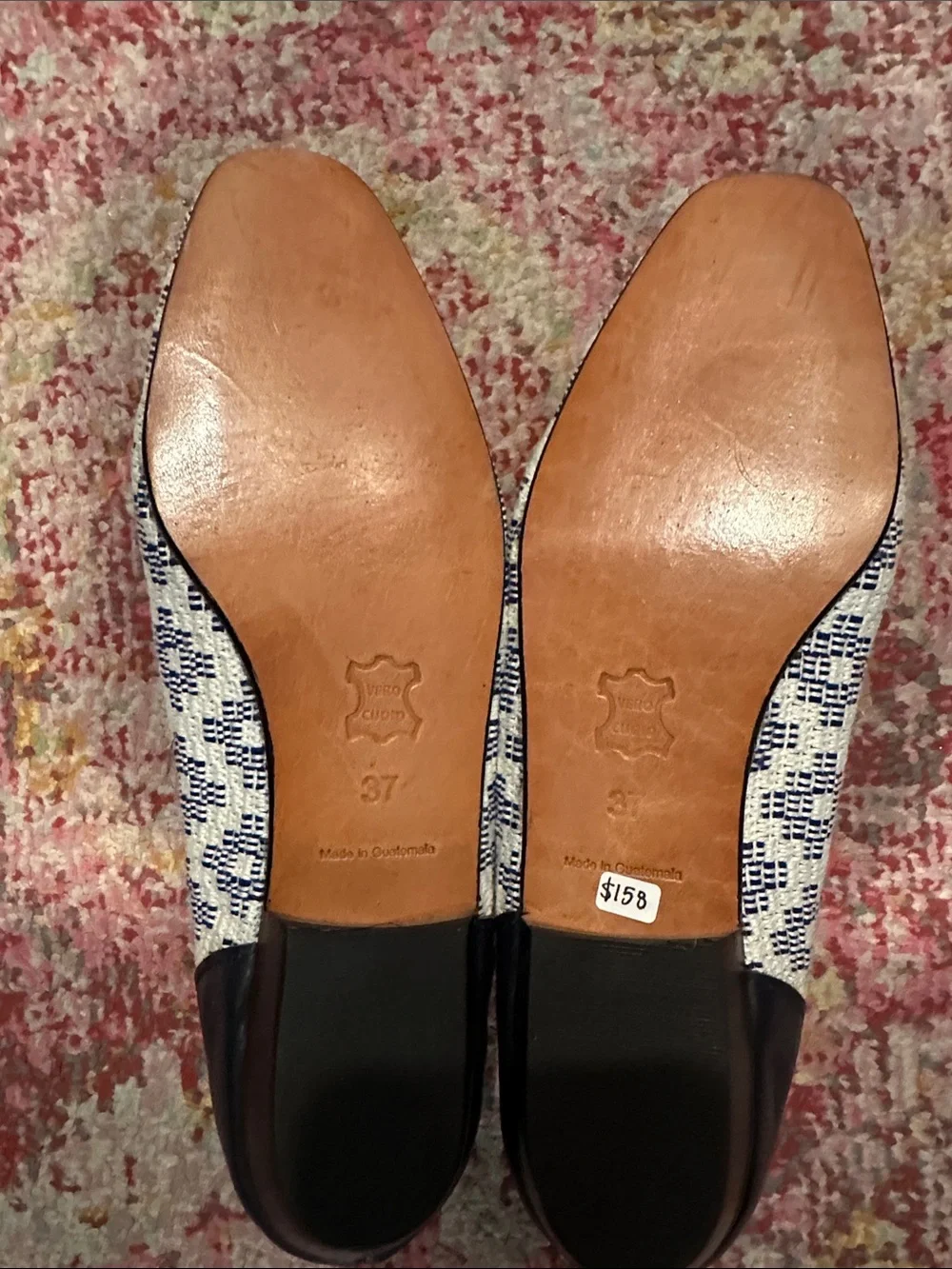 Vero Cuoio Navy and White Woven Loafers